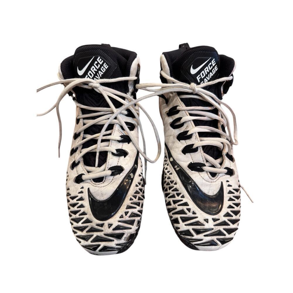 Nike Force Savage Black White Men's Football Cleats Laces Sz 9.5